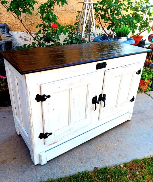 Vintage 'White Clad' Cabinet / Storage Chest / Tv Console!