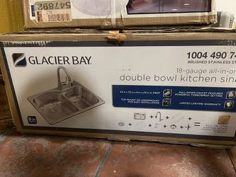 Glacier Bay All-in-One Dual Mount 18-Gauge Stainless Steel 33 in. 2-Hole 50/50 Double Bowl Kitchen Sink