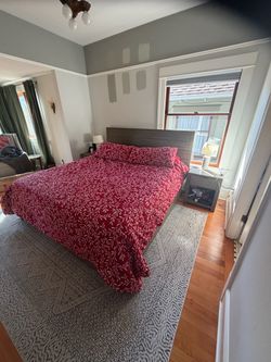 Free Gray King Bed Frame with Underbed Storage Drawers