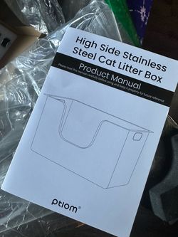 Ptiom High Side Stainless Steel Cat Litter Box