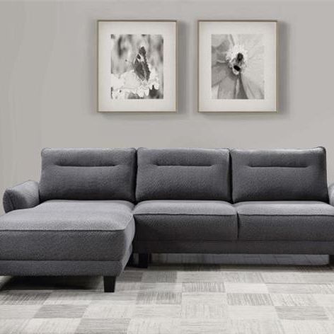 Caspian Upholstered Curved Arms Sectional Sofa Grey