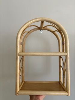 Vintage Rattan Bamboo Wall Shelf