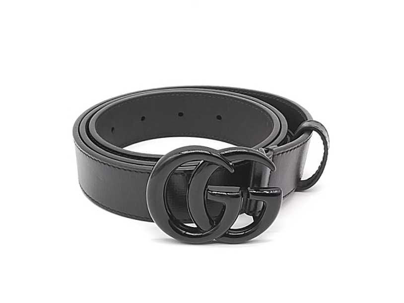Gucci Gg Marmont Black Leather Belt With Black toned Double G Buckle Mk0126orzmia