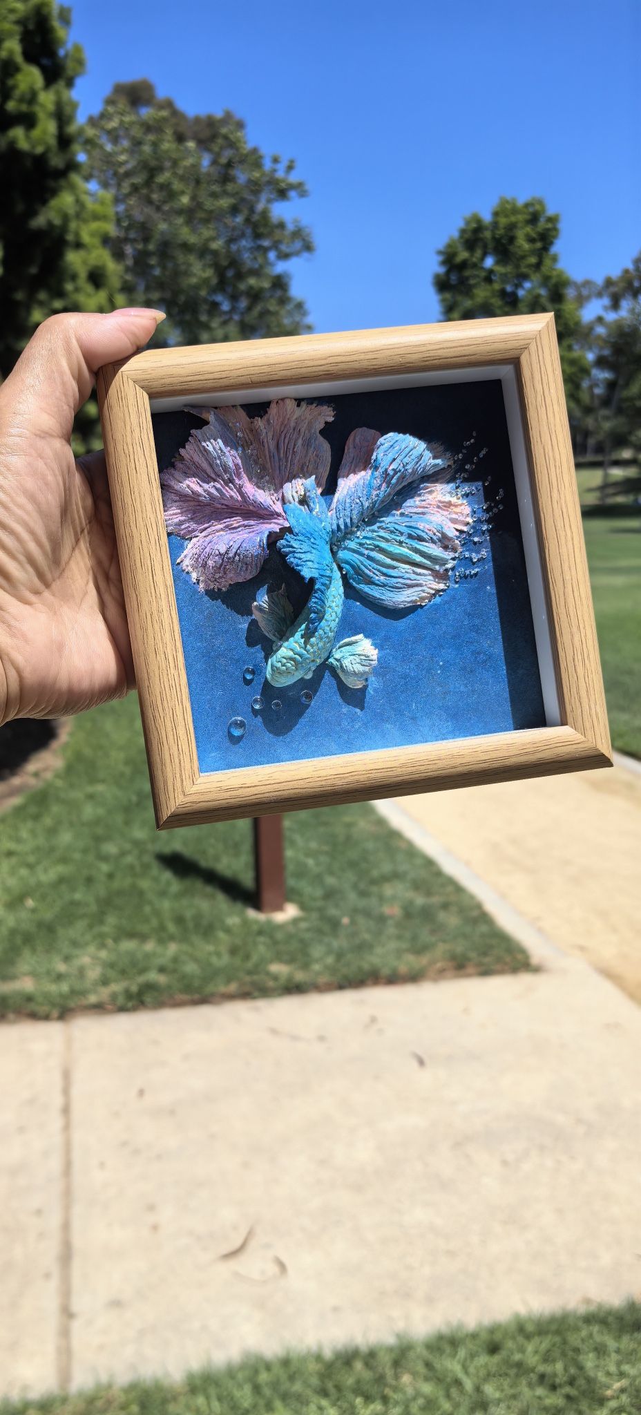 Handmade 3D Relief Wall Art Betta Fish