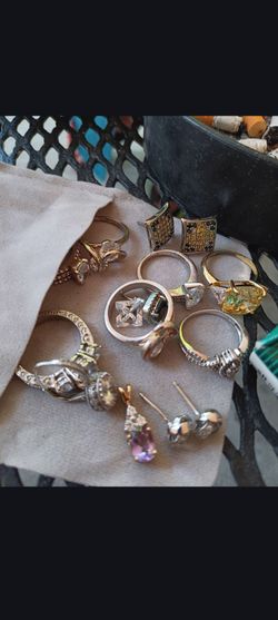 Diamond silver rings and other jewelry lot