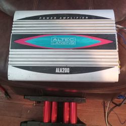Rare Altec Lansing ALA200 Power Amplifier 2ch Bridgeable Amp 100x2, 200x2, 400x1 Rms 0.005% THD.  Made In Korea. 400 RMS Of Quality Sound