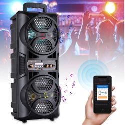 🔥 New Portable Bluetooth Party Speaker – Dual 6.5” Subwoofers w/ LED Lights & Mic 🔥