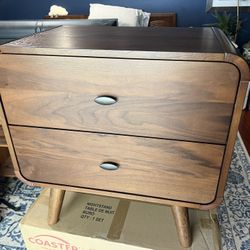 New Mid Century Nightstand With Rounded Corners.  Pine Wood / Walnut Finish.  25”x15”Deepx26”High.  Free Delivery!