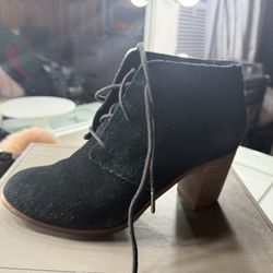  black suede TOMS Lunata Lace-Up Booties 