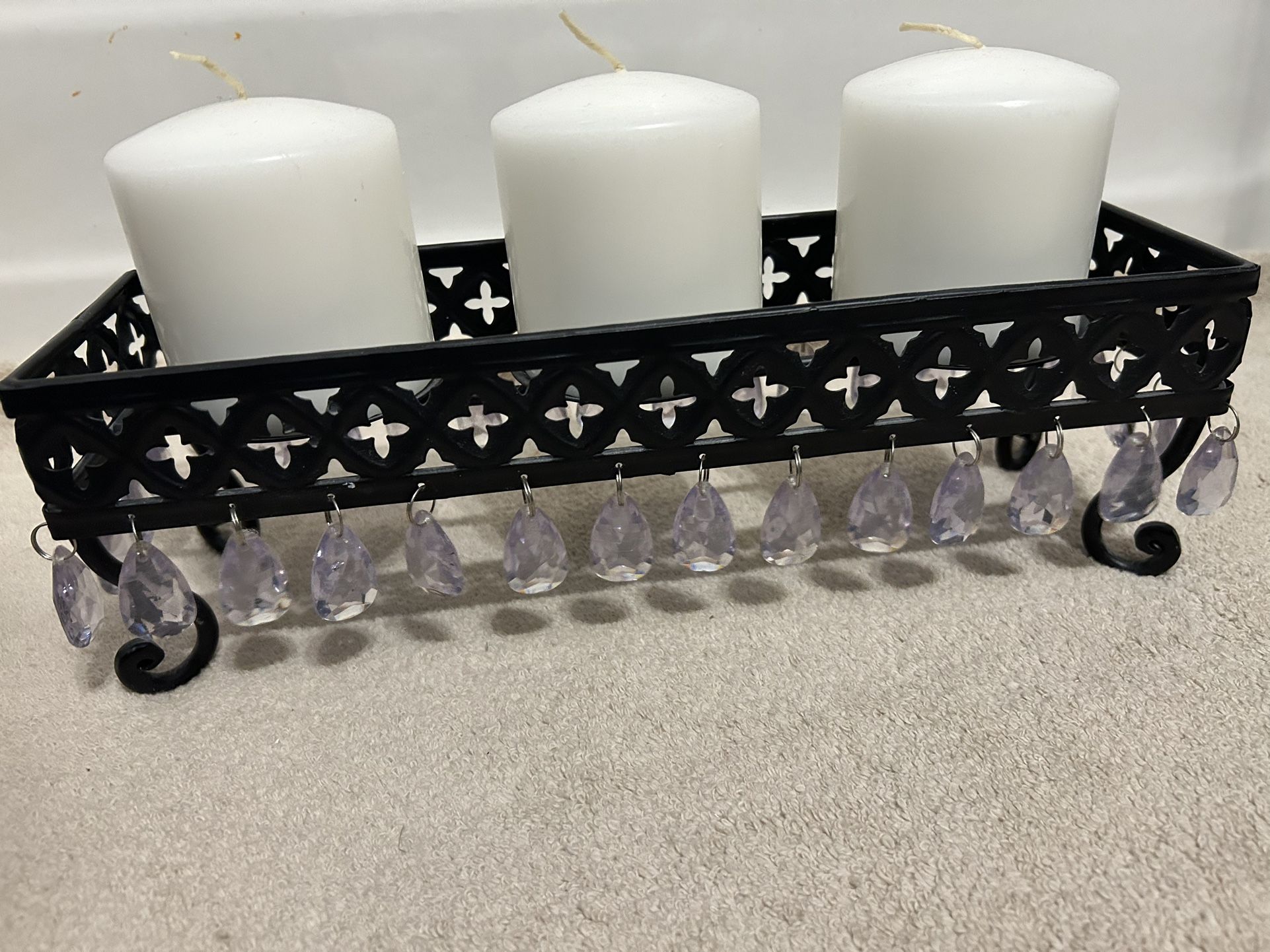 3 Pillars Candles With Candle Holder Measures 4” (W) 13” (L)