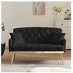 Brand New Black And Gold Loveseat 