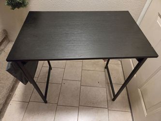 Black Wood Top Desk with Metal Legs