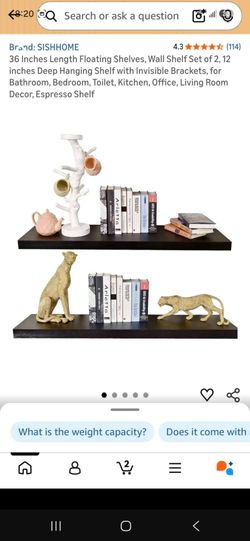 36 inch set of 2 floating shelves dark expresso color