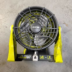 Ryobi P3320 Hybrid 18V ONE+ Portable Jobsite Fan Cordless Electric Tool Only