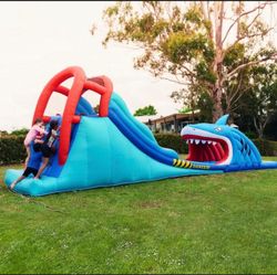 Happy Hop Shark Attack Double Slide Inflatable Water Slide *USED IN PRISTINE CONDITION*