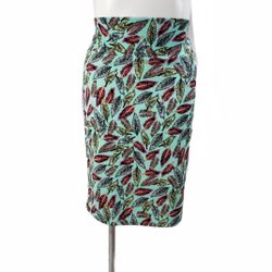 LulaRoe 2XL High Waisted Cassie Pencil Skirt Green Multicolored Leaves
