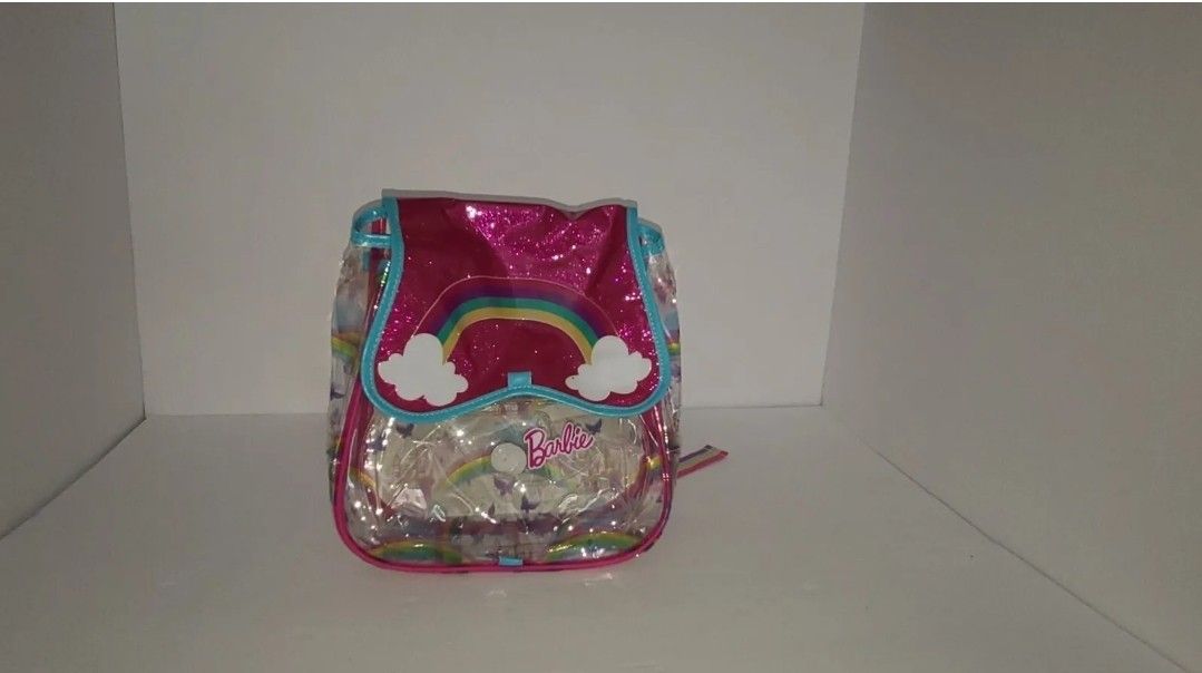 Official Barbie Backpack - Mattel (Pink, glitter, rainbow) (B-C1)