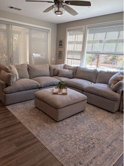 Sectional Reclining Couch + Ottoman - Grey