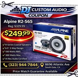 Alpine R2-S65 Car Speakers R-Series 6 1/2" 2-Way Coaxial Speaker System 300 Watts 🚨 Payment Options Available 🚨 No Credit Needed 🚨 