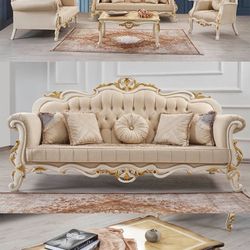 Classic Cream Sofa Set 3pc - Delivery Available 