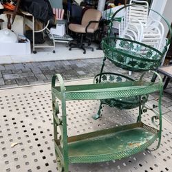 Vintage Metal Tabletop Shelves Rack S And Green Floating Shelf