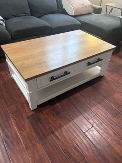 Ashley Ashbryn Coffee Table – White/Natural Farmhouse Style – Solid Wood Look