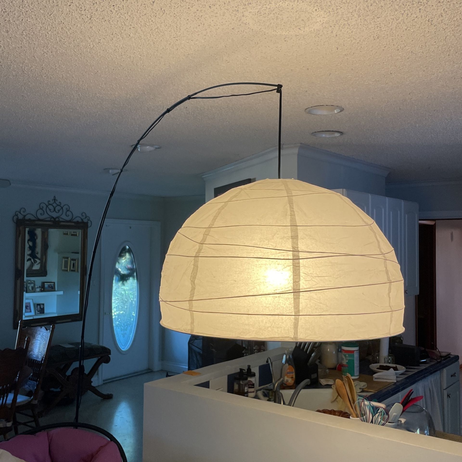 IKEA Regolit Arc Floor Lamp With Rice Paper Pendant for Sale in Port St