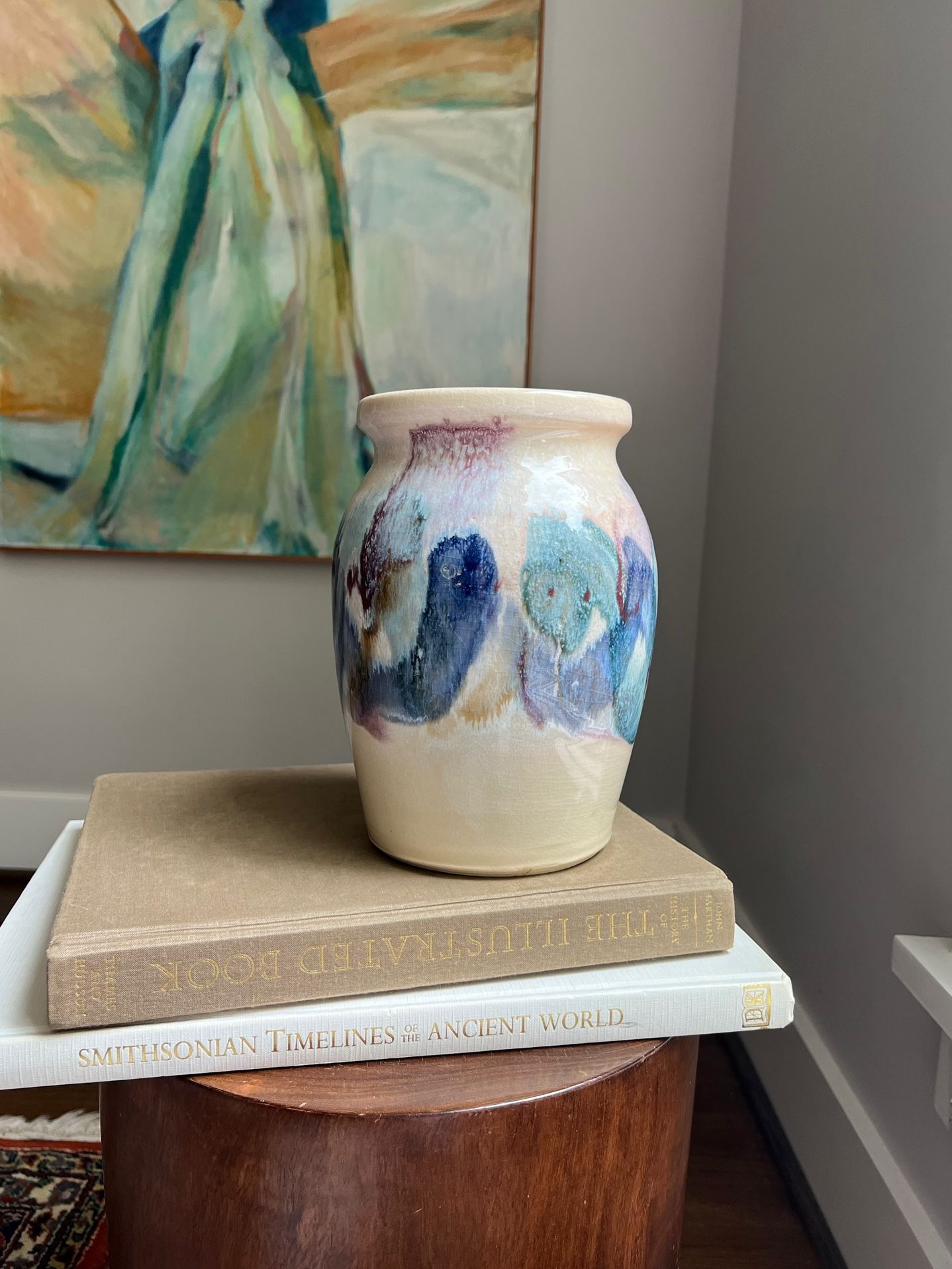 Handcrafted Abstract Lidded Canister ( H9" ) firm on price