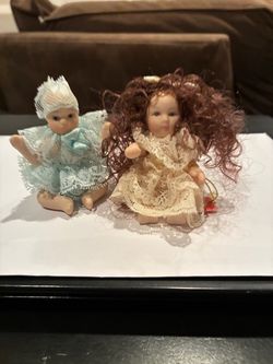 Vintage Miniature 3" Porcelain Dolls - Set of 2