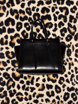 Black Leather Mini Tote Handbag