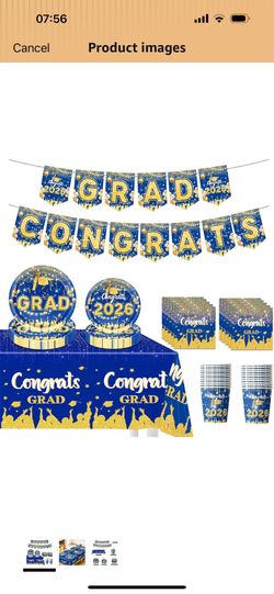 Brand new Party Supplies for Graduation Decorations 2026 - Complete Party Tableware Set with Congrats Grad Banner, Class of 2026 Backdrop, Waterproof 