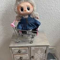 Pink Shopping Cart For Labubu Or Dolls 