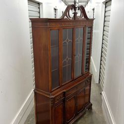 Antique Vintage Bernhardt Mahogany China Cabinet Display Hutch Bookcase