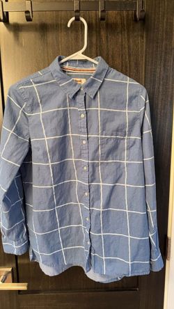 Le TIGRE Men's Blue Windowpane Plaid Button-Up Shirt Size Large 429