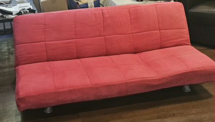 Hot Pink Microsuede convertible futon sleeper, chaise, sofa 64×41×10 inch