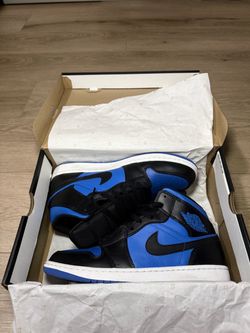 Air Jordan 1 Mid Royal Blue Black Sneakers