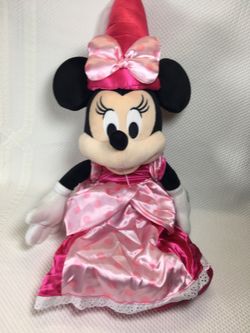 Minnie Mouse Pink Satin Plush Toy - Official Character Doll Disneyland Walt Disney World Princess Minnie Mouse Plush 23" Pink