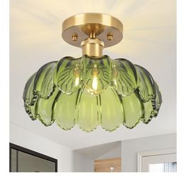 Hallway Lights Fixture Ceiling,Greem Semi Flush Mount Ceiling Lights,9.8" E26 Vintage Light Fixtures for Closet Hallway Kitchen Dining Room