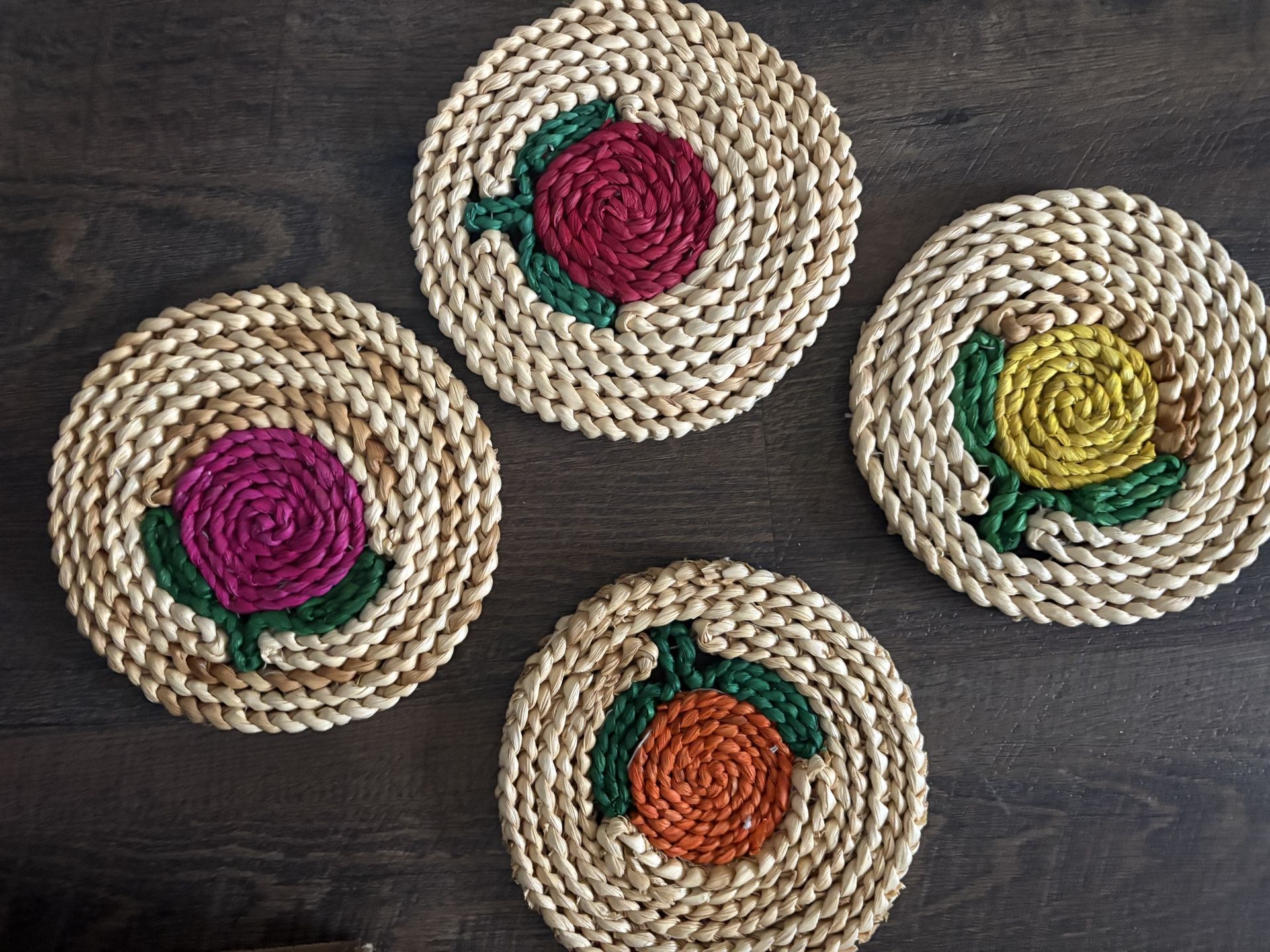 Four Woven Seagrass? Trivets 