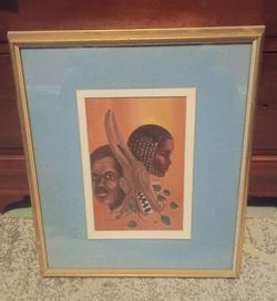 Framed African Art with Gold Frame