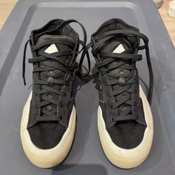 Black Adidas Mid-Top Sneakers Size 8 Gum Sole Casual Shoes