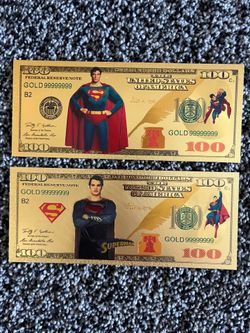 $10 Each-Superman NOVELTY 24kt Gold Foil Collector Bills