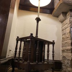 Mid-Century Modern Original Frederick Cooper Lamp With  Magazine Rack Table BASE made Of Walnut 