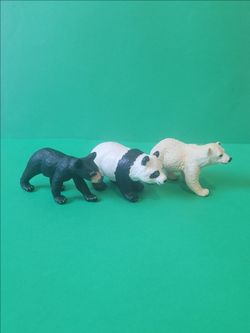 Safari Ltd Set of 3 Bear Cubs, Panda Cub, Polar Cub, Black Bear Cub.