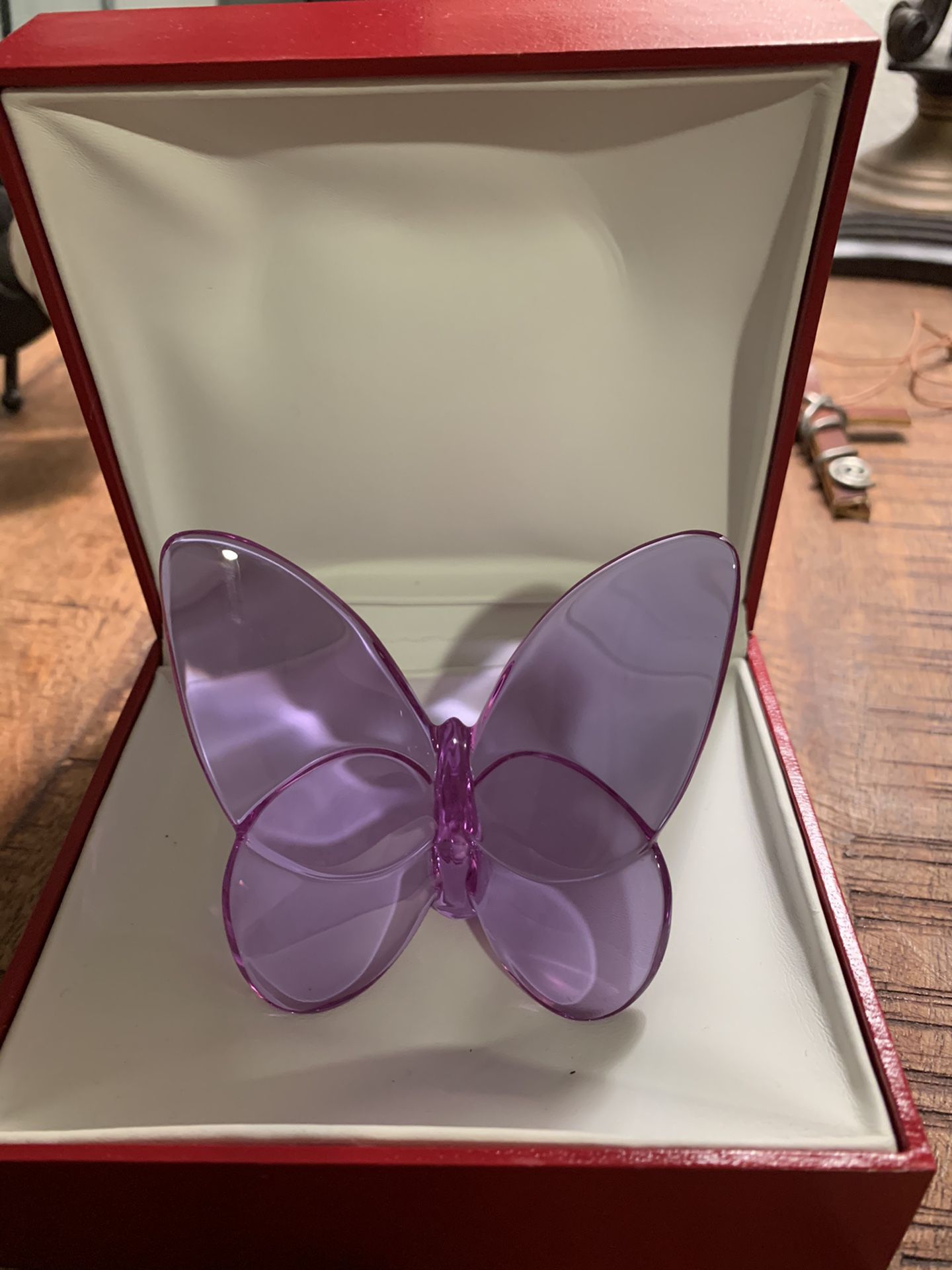 Baccarat Purple Crystal Butterfly with Case