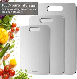 New! Titanium Cutting Board Set of 3 for Kitchen, 100% Double-Sided Titanium, Non-Toxic (S+M+L)