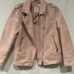 Girl’s Lined Rose Gold Button/Zipper Detailed Jacket, 7/8 yrs.