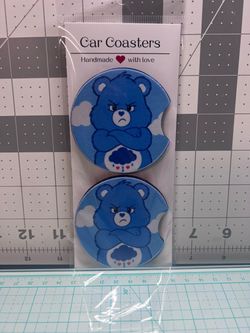 Grumpy Bear Car Coasters Set of 2