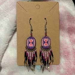 Pink and Purple Dreamcatcher Earrings