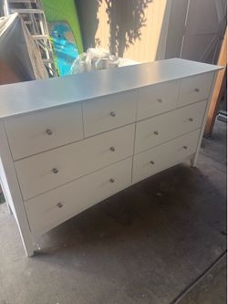 White solid wood dresser